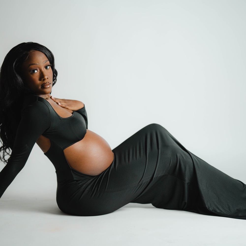 Women's Cut-Out Dress Bodycon Backless Long Sleeve Maternity Maxi Dresses